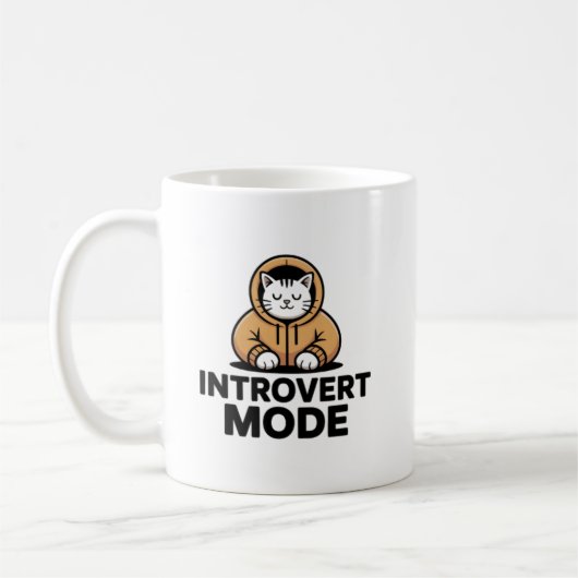 Mug Introvert Mode Cat Mug–Cozy Minimalist Coffee Cup (Gauche)