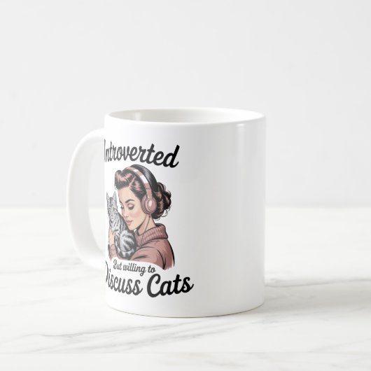 Mug "Introverted But Willing to Discuss Cats" Funny (Devant gauche)