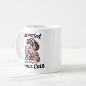 Mug "Introverti Mais Prêt à Discuter des Chats" Drôle (Devant gauche)