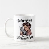 Mug "Introverti Mais Prêt à Discuter des Chats" Drôle (Gauche)