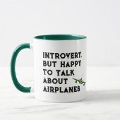 Mug Introvertir Mais Heureux De Parler D'Avions, Drôle (Gauche)