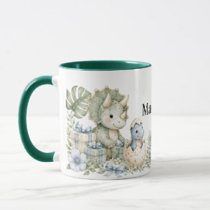 Mug Invitation d'anniversaire dinosaure aquarelle bleu