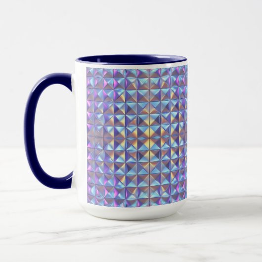 Mug Iridescendance en or, bleu et violet géométrique 2 (Gauche)