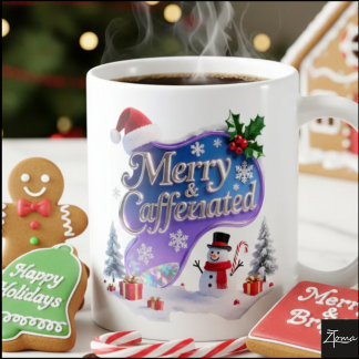 Mug Iridescent Noël 'Merry & Caffeinated'
