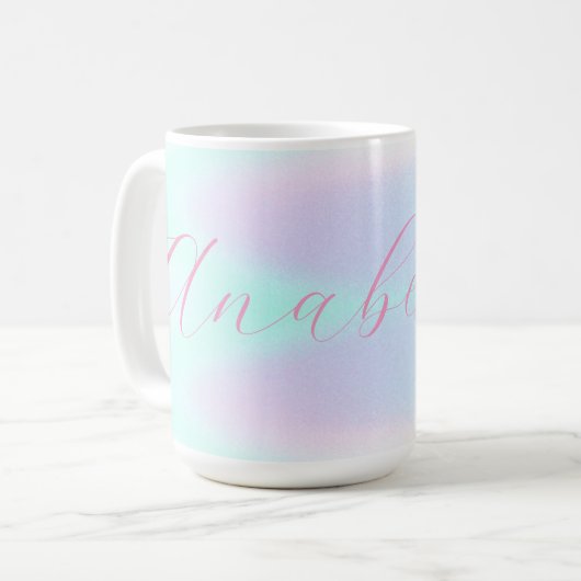 Mug Iridescente Holographique Pastel Gradient Nom pers (Devant gauche)