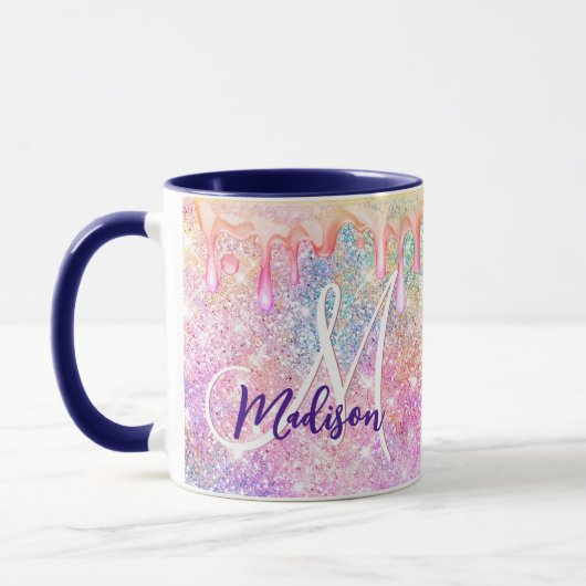 Mug Iridescente licorne rose faux parties scintillant  (Gauche)
