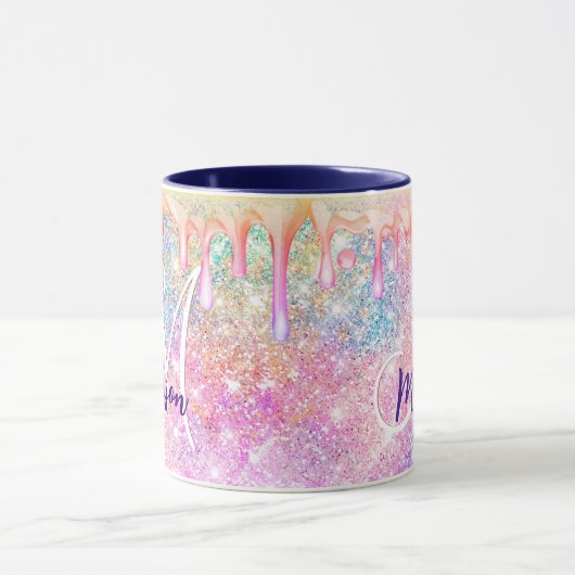 Mug Iridescente licorne rose faux parties scintillant  (Centre)