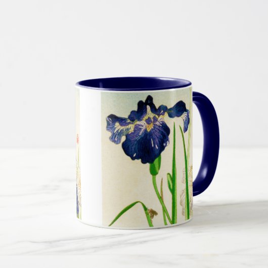 Mug Iris bleu - copie japonaise d'aquarelle (Devant droit)