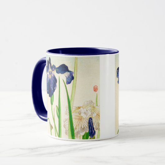 Mug Iris bleu - copie japonaise d'aquarelle (Devant gauche)