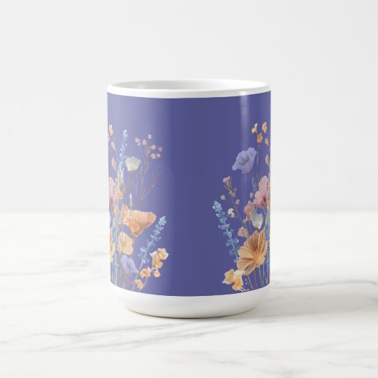 Mug Iris Bleu Violet Frontière Florale Été (Centre)