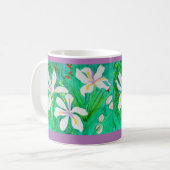 Mug Iris de blanc d'aquarelle (Devant gauche)