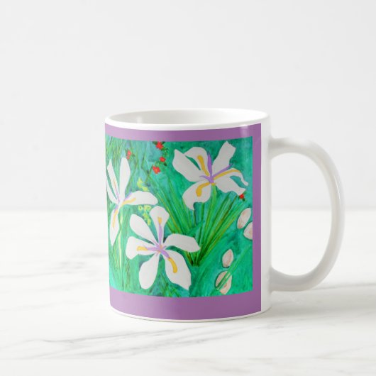 Mug Iris de blanc d'aquarelle (Droite)