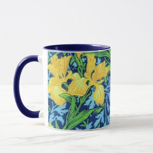 Mug Iris de William Morris, jaune et bleu de cobalt (Gauche)