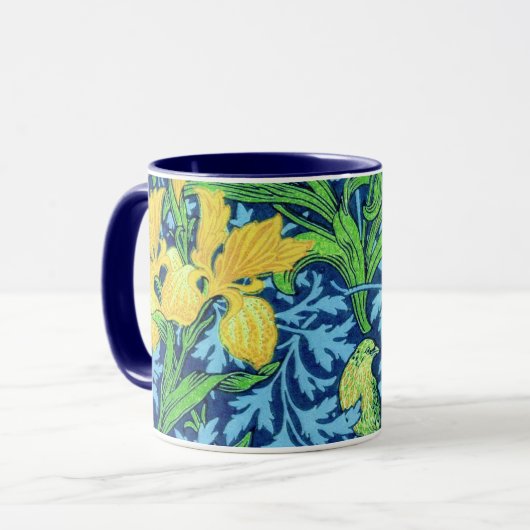 Mug Iris de William Morris, jaune et bleu de cobalt (Devant gauche)