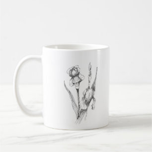 Mug Iris dessinés à la main, Art botanique, Impression