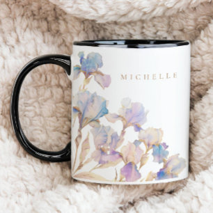 Mug Iris Élégant Fleurs Personnalisées