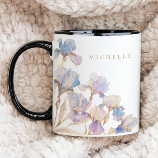 Mug Iris Élégant Fleurs Personnalisées