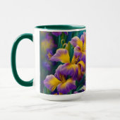 Mug Iris Floral Violet et bleu or feuilles (Gauche)