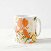 Mug Iris orange : motif floral transparent (Devant droit)