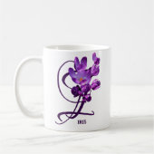 Mug Iris personnalisable nom fleurs de printemps viole (Gauche)