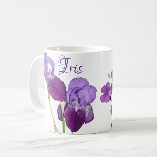 Mug Iris personnalisable nom iris violet iris printemp (Devant gauche)