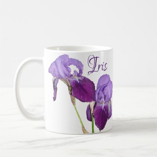Mug Iris personnalisable nom iris violet iris printemp (Gauche)