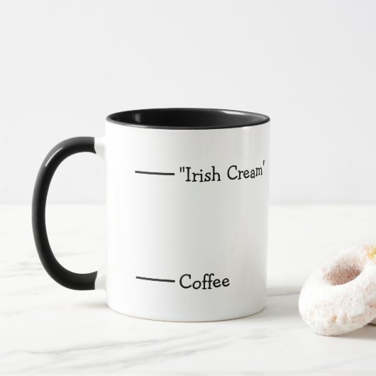 Mug Irish Cream Coffee Silly Funny Plaisanterie Alcool (Avec donut)