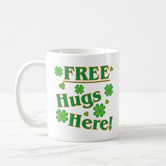 Mug Irish Free Hugs Ici ! Joyeux trèfle vert (Gauche)