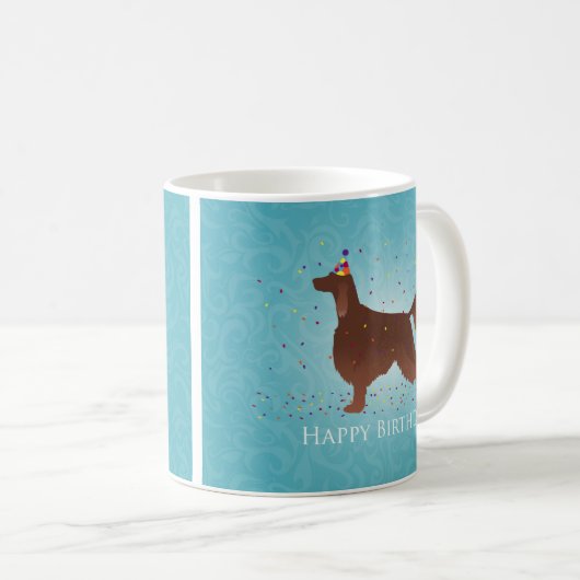 Mug Irish Setter Joyeux Design d'anniversaire (Devant droit)