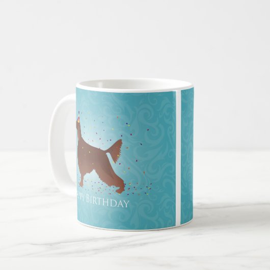 Mug Irish Setter Joyeux Design d'anniversaire (Devant gauche)