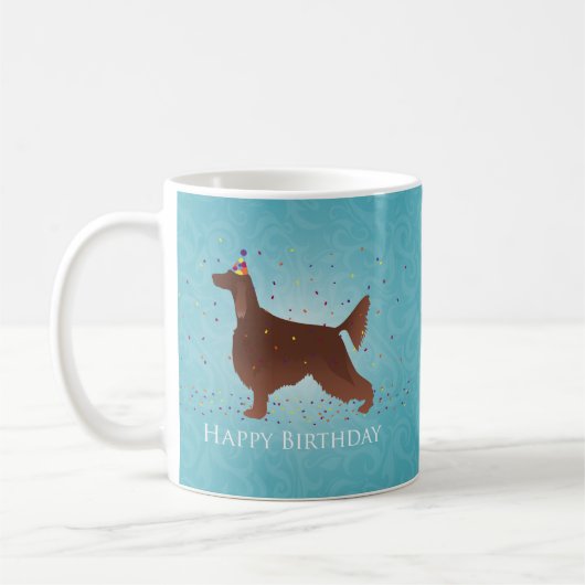 Mug Irish Setter Joyeux Design d'anniversaire (Gauche)