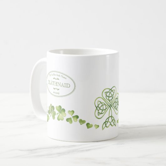Mug Irish Shamrock and Celtic Knot Name & Message (Devant gauche)
