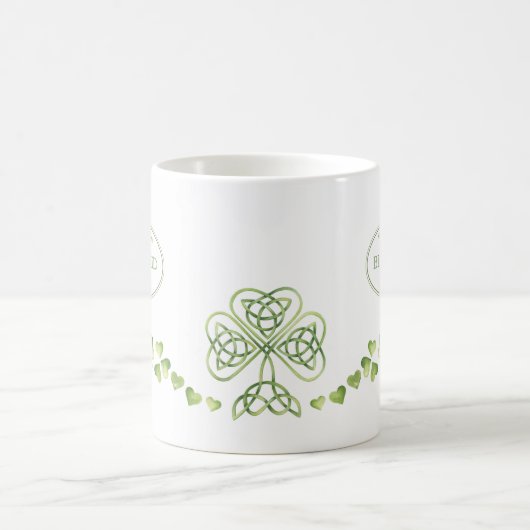 Mug Irish Shamrock and Celtic Knot Name & Message (Centre)