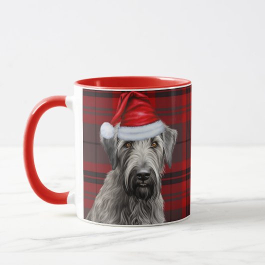 Mug Irish Wolfhound Dog Red Plaid Christmas (Gauche)