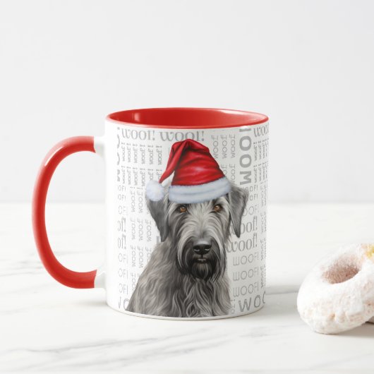 Mug Irish Wolfhound Santa Dog Woof Background (Avec donut)