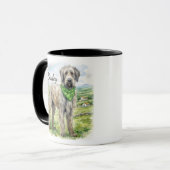Mug Irish Wolfhound Shamrock Bandana Custom Dog Name (Devant gauche)