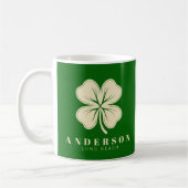 Mug Irlandais Lucky Four Leaf Clover avec le nom vert (Gauche)