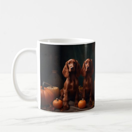 Mug Irlandais Red Setter Chiot Automne Citrouille de p (Gauche)