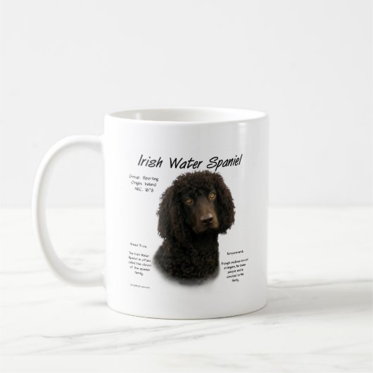 Mug Irlandais Water Spaniel Historique Design (Gauche)