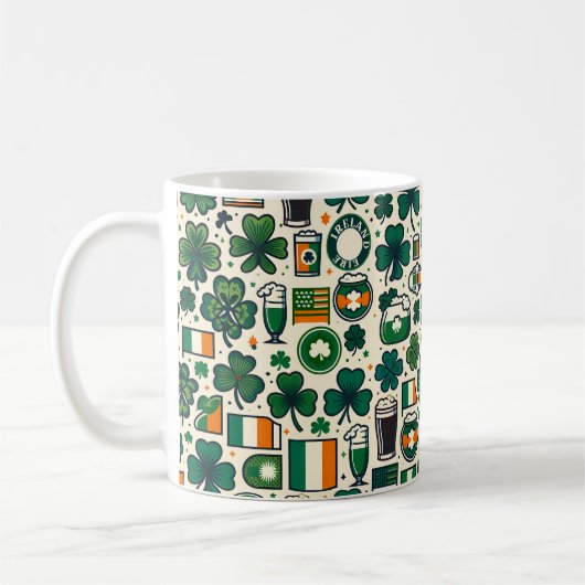 Mug Irlande Drapeau irlandais Shamrock Celtic Jour de  (Gauche)