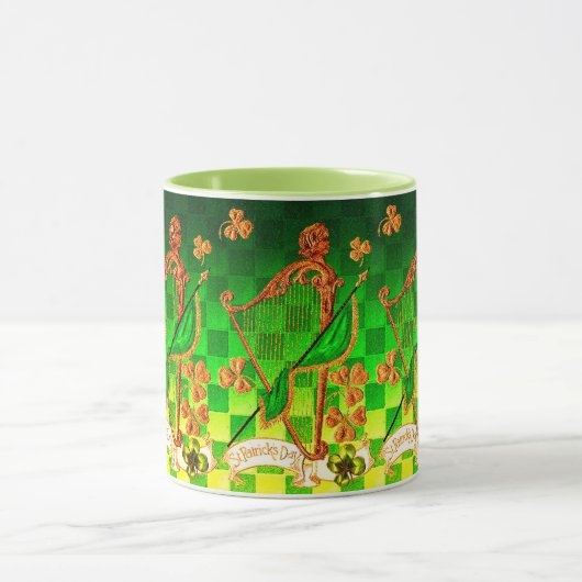 Mug IRLANDE HARP, OR VERT SHAMROCK St Patrick's Day (Centre)