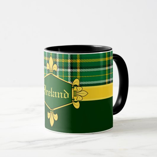 Mug Irlande National Tartan, Personnaliser du nom (Devant droit)