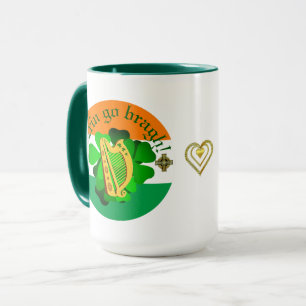 Mug Irlande pour toujours/Erin go bragh/ harpe/drapeau