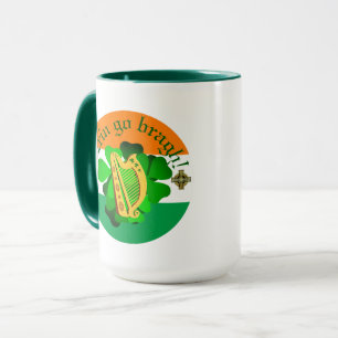 Mug Irlande pour toujours/Erin go bragh/ harpe/drapeau