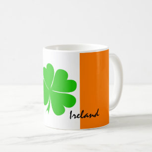 Mug Irlande & quatre feuilles de trèfle, drapeau irlan