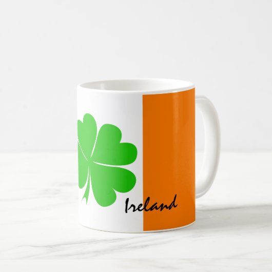 Mug Irlande & quatre feuilles de trèfle, drapeau irlan (Devant droit)