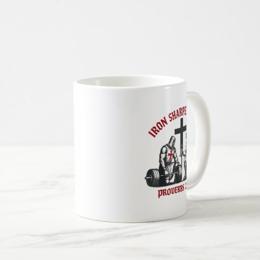 Mug Iron Sharpens Iron Bible Scripture Christian Gym W (Devant droit)