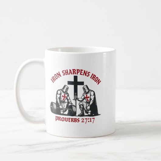 Mug Iron Sharpens Iron Bible Scripture Christian Gym W (Gauche)
