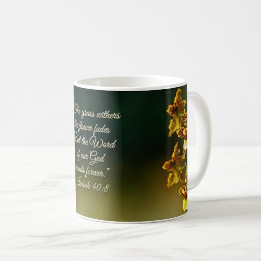 Mug Isaïe 40:8 Inspirationnel (Devant droit)