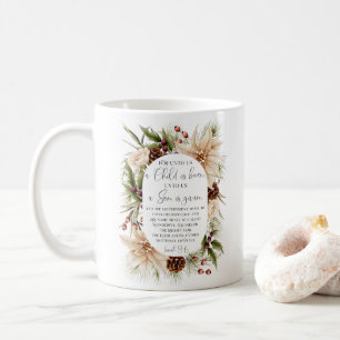 Mug Isaïe 9:6 Pour nous le cadre floral ovale de Noël